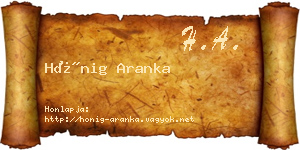Hönig Aranka névjegykártya